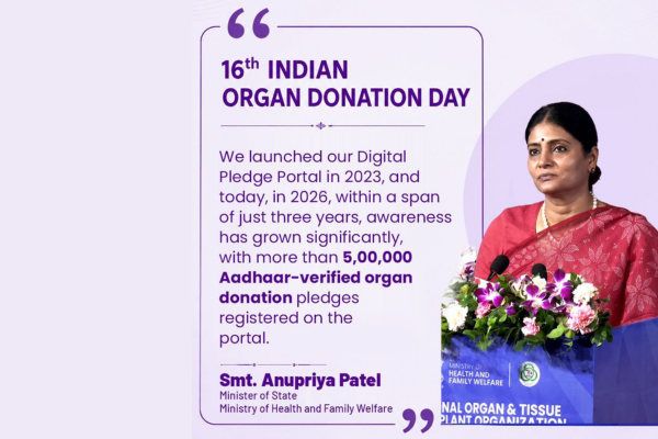 India achieves over 5 lakh Aadhar verified organ donation pledges; Stands 3rd globally in number of organ transplants