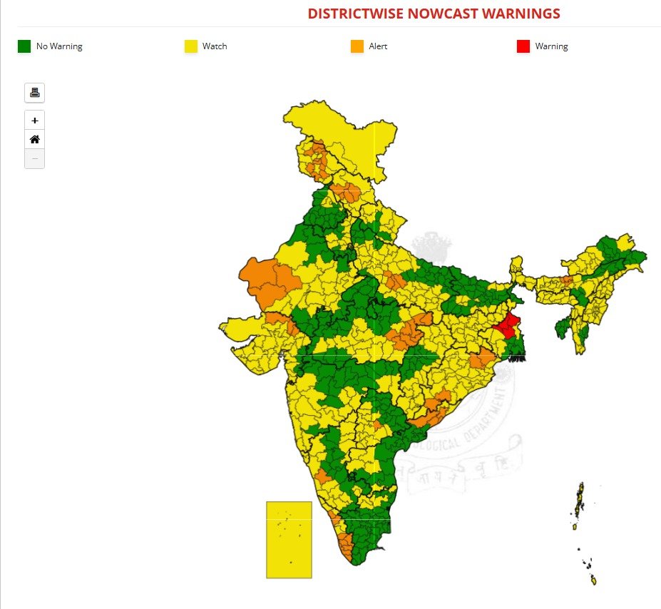 अरुणाचल प्रदेश, बिहार, पश्चिम बंगाल के गांगेय क्षेत्र और सिक्किम में आज मूसलाधार बारिश का ऑरेंज अलर्ट