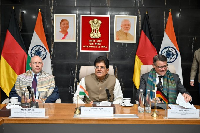 वाणिज्य मंत्री पीयूष गोयल ने जर्मनी के हेस्सेन के मंत्री बोरिस राइन और मैनफ्रेड पेंट्ज़ से मुलाकात की