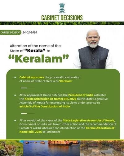 Bill altering name of state of Kerala to Keralam gets nod from Parliament