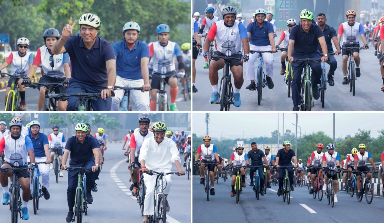 কেন্দ্রীয় যুব কল্যাণ ও ক্রীড়ামন্ত্রী ডক্টর মনসুখ মান্ডভিয়া আজ নতুন দিল্লিতে ৮৪-তম সান্ডেজ অন সাইকেল পর্বে অংশ গ্রহণ করেন।