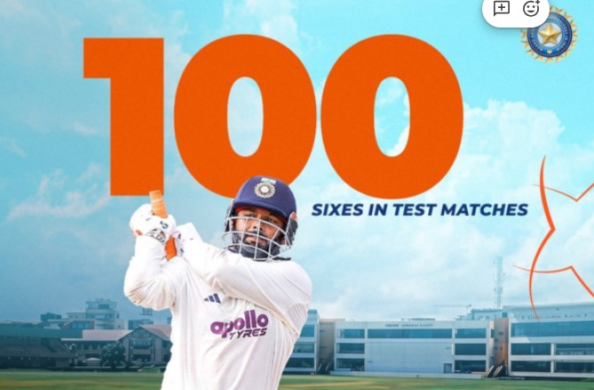 ઋષભ પંત ટેસ્ટ ક્રિકેટમાં 100 સિક્સર ફટકારનાર પ્રથમ ભારતીય ખેલાડી બન્યો