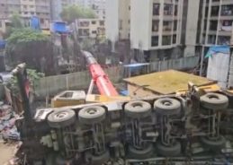 Eight injured as crane topples onto houses in Mumbai’s Kurla East