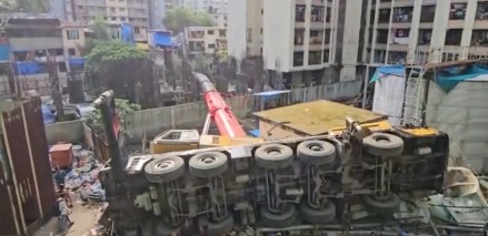 Eight injured as crane topples onto houses in Mumbai’s Kurla East