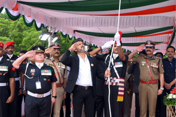 Tamil Nadu CM C. Joseph Vijay hoists National Flag at Fort St. George on 80th Independence Day