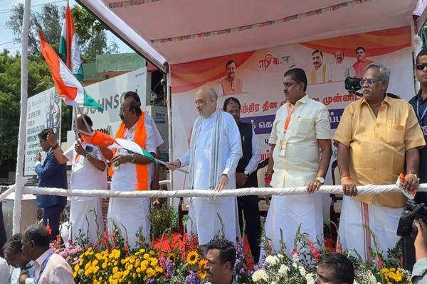 Home Minister Amit Shah Flags Off Har Ghar Tiranga Yatra in Puducherry