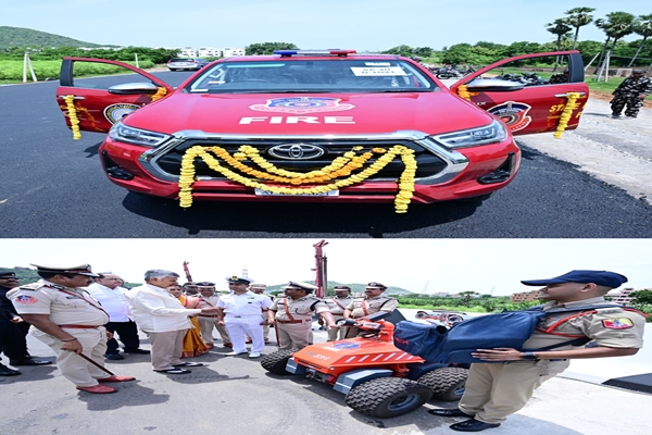 Andhra Pradesh CM N Chandrababu Naidu Launches 58 Modern Fire-Fighting Vehicles