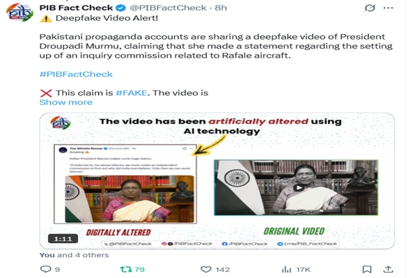 PIB Debunks Fake Video Claiming President Murmu’s Statement on Rafale Aircraft