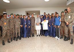 Defence Minister Rajnath Singh Interacts with Indian Army Athletes for Winning 16 Commonwealth Games Medals