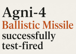 India successfully test-fired medium-range ballistic missile Agni-4 from Integrated Test Range at Chandipur in Odisha