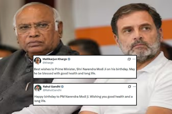 कांग्रेस अध्‍यक्ष मल्लिकार्जुन खरगे और लोकसभा में विपक्ष के नेता राहुल गांधी ने प्रधानमंत्री मोदी को जन्‍मदिन की दी बधाई