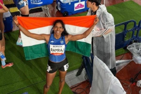 Vithya Ramraj wins bronze medal in 400m women’s hurdles, sets new national record