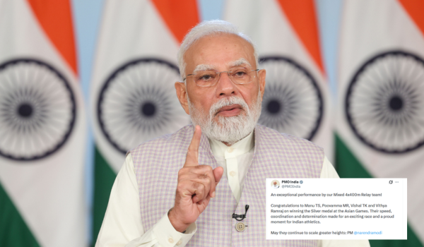 PM Modi congratulates athletes Manu TS, Poovamma MR, Vishal TK, & Vithya Ramraj on winning Silver medal at Asian Games