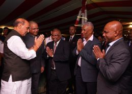 Defence Minister Rajnath Singh meets former Sri Lankan cricketers in Colombo Defence Minister Rajnath Singh meets former Sri Lankan cricketers in Colombo