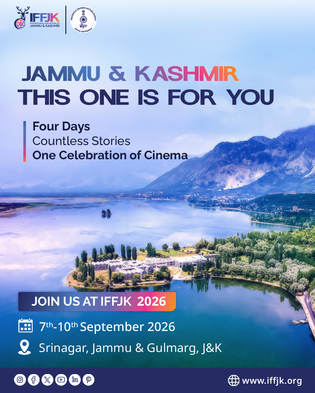 स्थानीय फिल्मकारों को फिल्म उद्योग से जोड़ने के उद्देश्य से जम्मू-कश्मीर अंतर्राष्ट्रीय फिल्म महोत्सव- IFFJK आज से शुरू