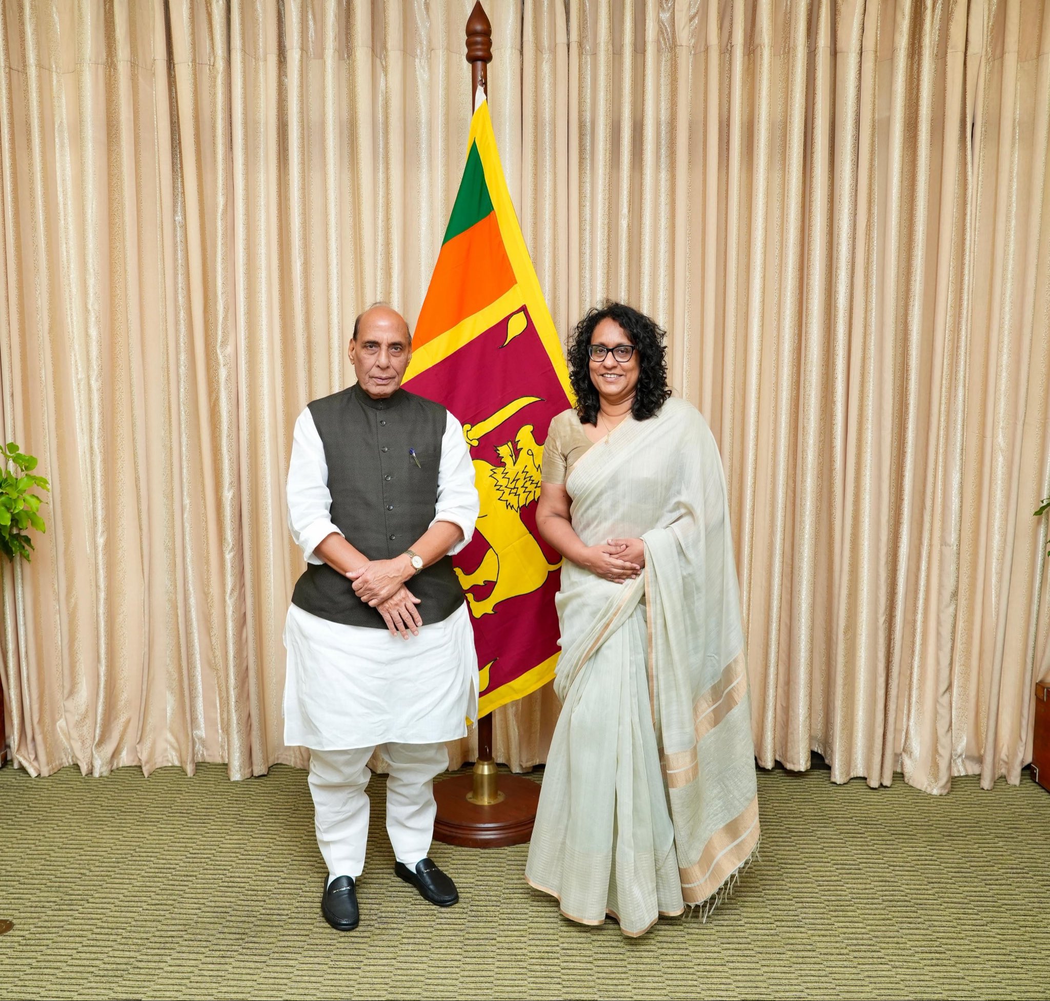 Defence Minister Rajnath Singh meets Sri Lankan PM Dr Harini Amarasuriya in Colombo