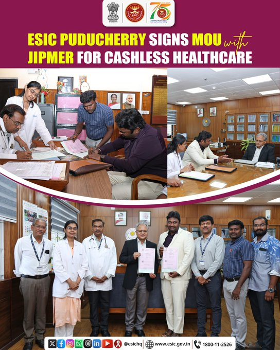 JIPMER, ESIC Sign MoU for Cashless Healthcare Services in Puducherry