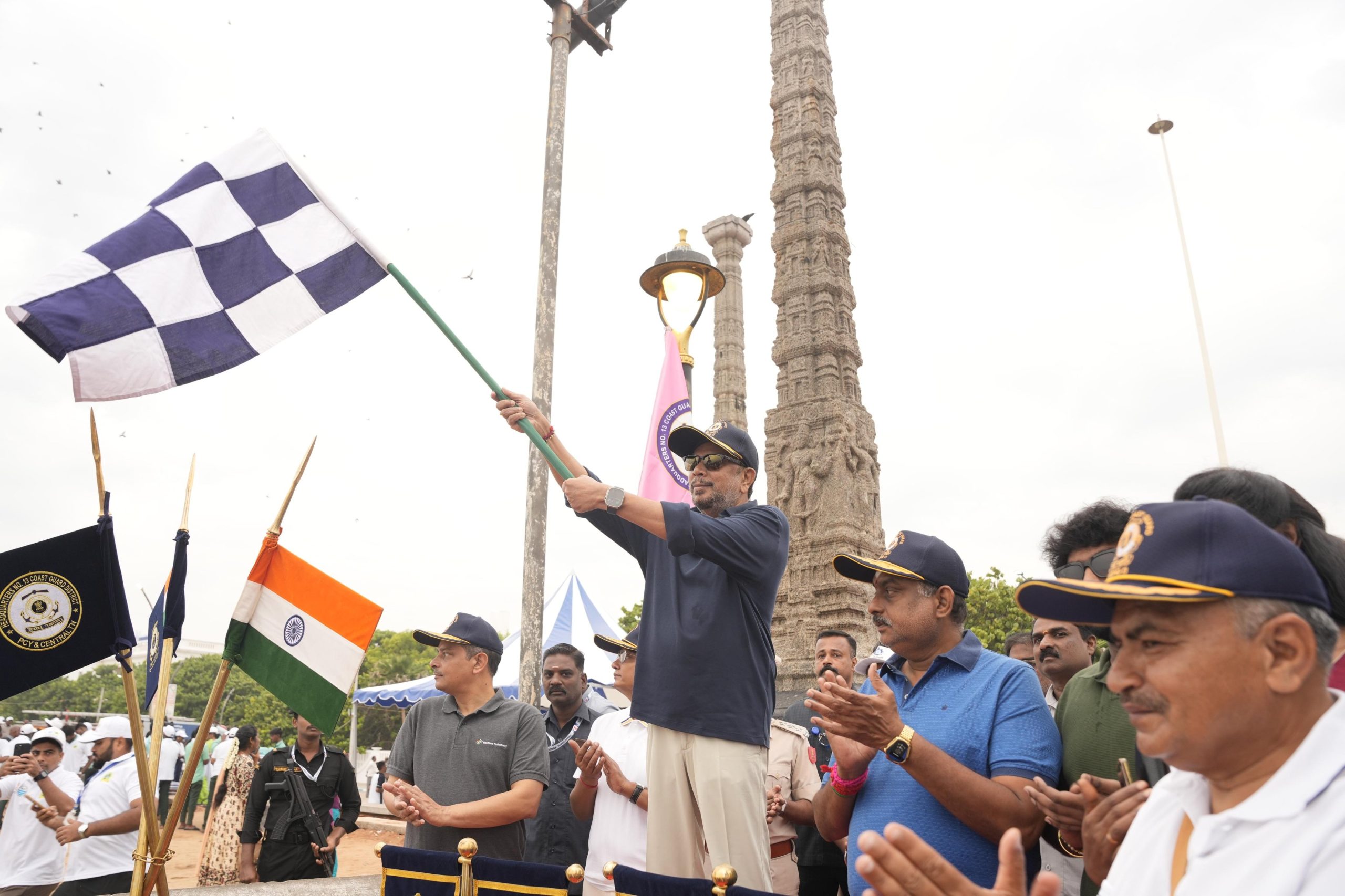 Puducherry LG K. Kailashnathan flags off Indian Coast Guard beach-cleaning drive