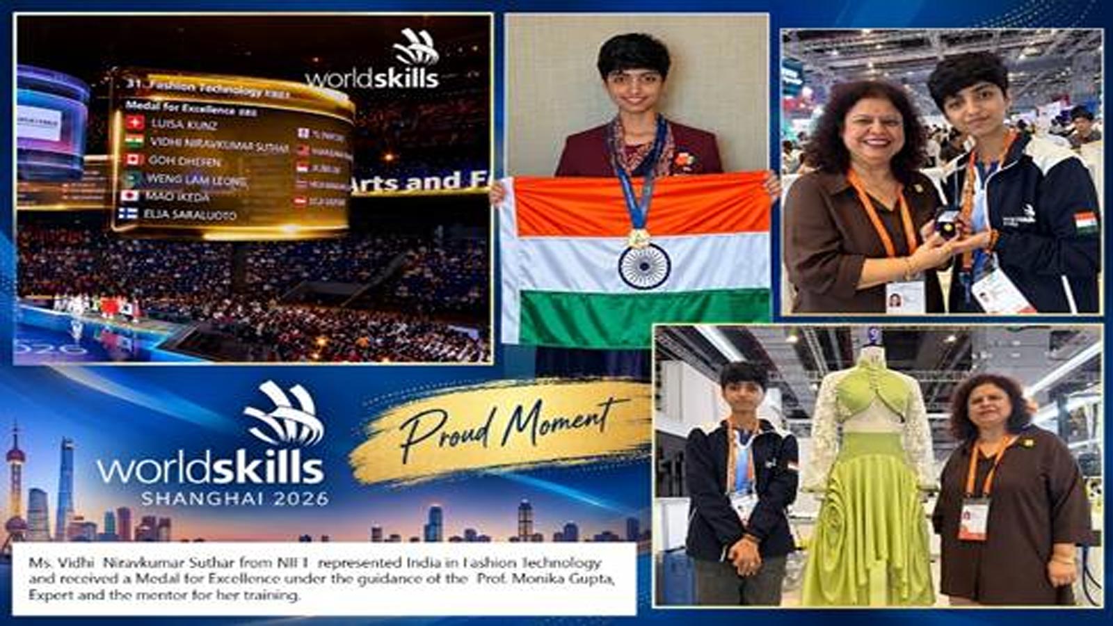 NIFT wins two silver medals, Medal of Excellence at WorldSkills Shanghai 2026