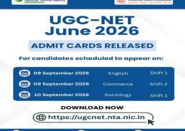 UGC NET June 2026 admit card released for English, Commerce, Sociology re-exam