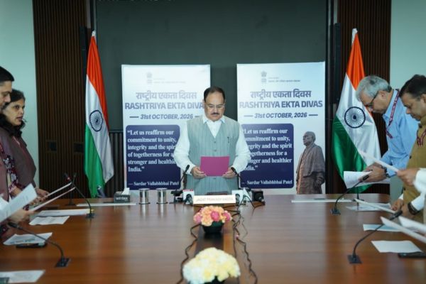 Union Minister J P Nadda administers National Unity Day pledge to officials
