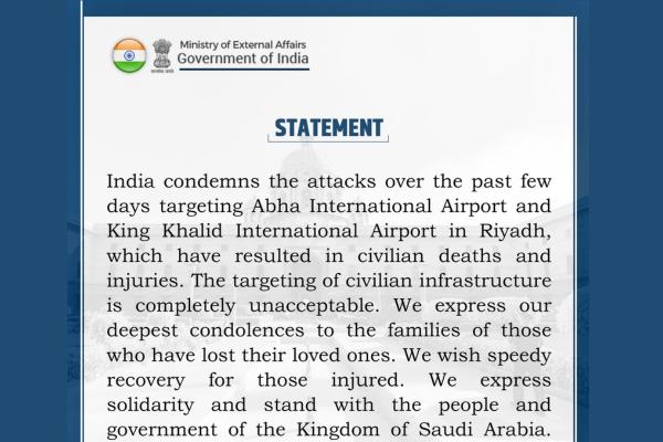 India condemns attacks targeting airports in Saudi Arabia