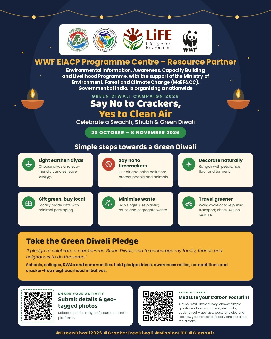 WWF-India Launches Nationwide Green Diwali Campaign, Urges Citizens to Avoid Firecrackers