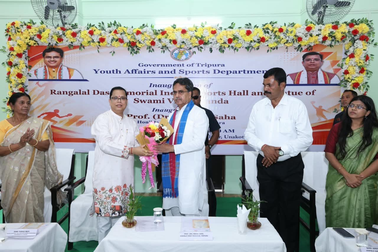 Tripura CM Manik Saha inaugurates Rangalal Das Memorial Indoor Sports Hall in Kailashahar