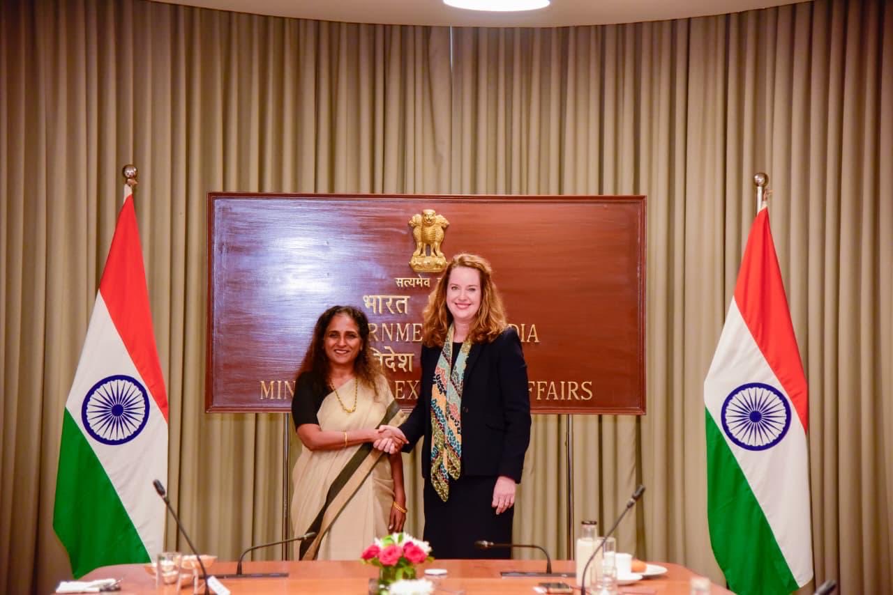 MEA (CPV & OIA) Secretary Sripriya Ranganathan meets IOM Director General Amy Pope