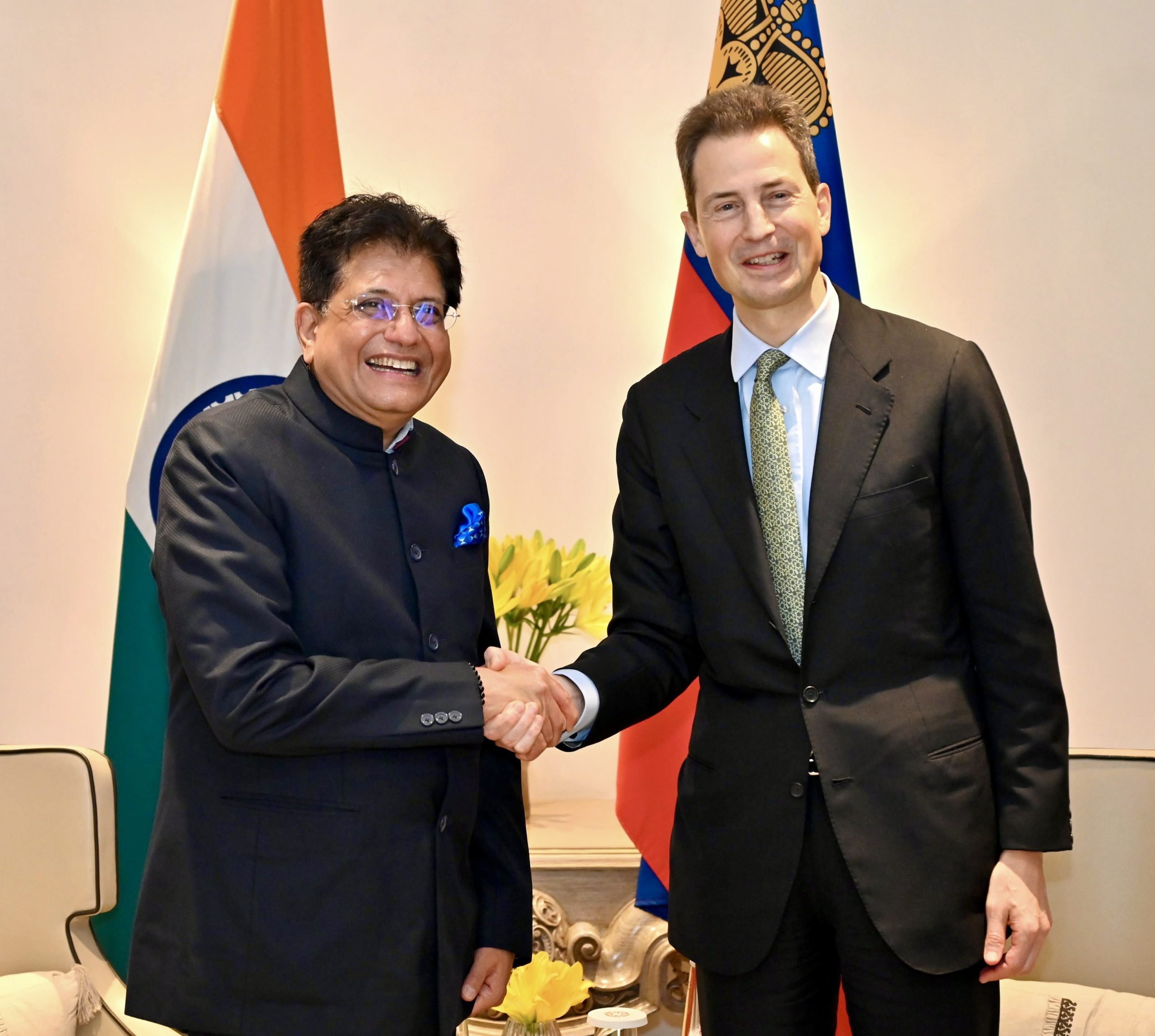 Commerce Minister Piyush Goyal meets Hereditary Prince of Liechtenstein, Alois, in New Delhi today