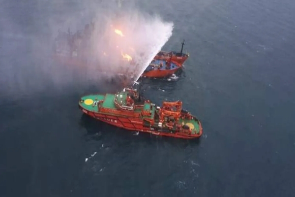 Search and rescue operation underway after fire in cargo ship off Romania coast