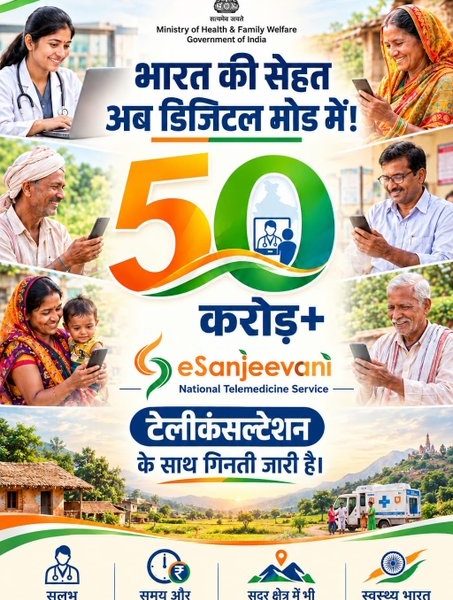 eSanjeevani crosses 50 crore teleconsultations, marking milestone in India’s digital healthcare initiative