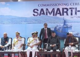 Vice President commissions indigenously built INS Samarthak into Indian Navy in Karnataka