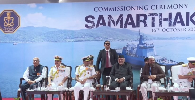 Vice President commissions indigenously built INS Samarthak into Indian Navy in Karnataka
