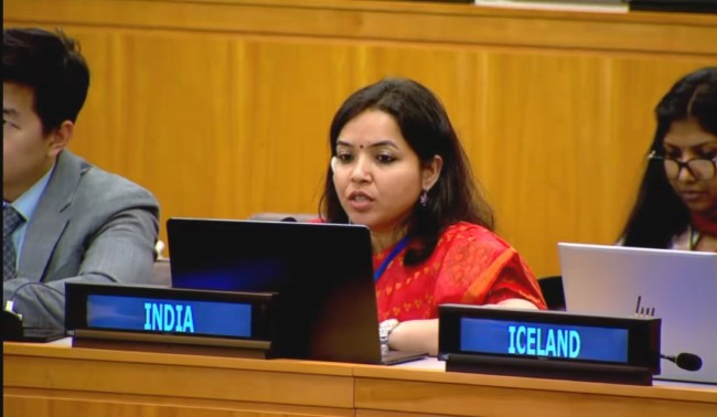 Deputy Secretary in MEA Barkha Tamrakar delivers India’s national statement at UNGA Third Committee