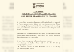India issues advisory for its citizens in France; Asks them to remain vigilant amid violent protests