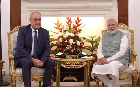 PM Modi holds bilateral discussions with Swiss President Guy Parmelin in New Delhi