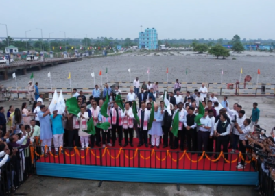 Union Minister Sarbananda Sonowal flags off first international cargo vessel from Assam to Bangladesh