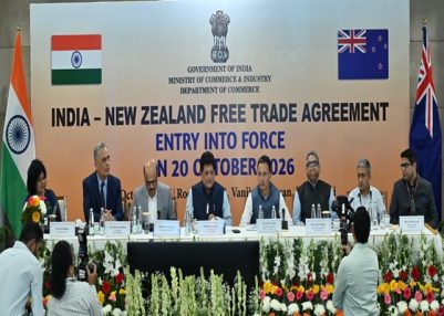 India-New Zealand FTA comes into force on occasion of Vijay Dashami today India-New Zealand FTA comes into force on occasion of Vijay Dashami today