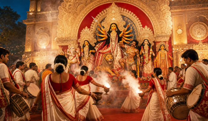 গুৱাহাটীৰ লগতে ৰাজ্যৰ অন্যান্য স্থানসমূহতো উলহ মালহেৰে দুৰ্গা পূজা আয়োজন
