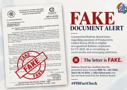 Purported Railway Board Letter on 2025-26 PLB Circulating on Social Media Is Fake: Govt