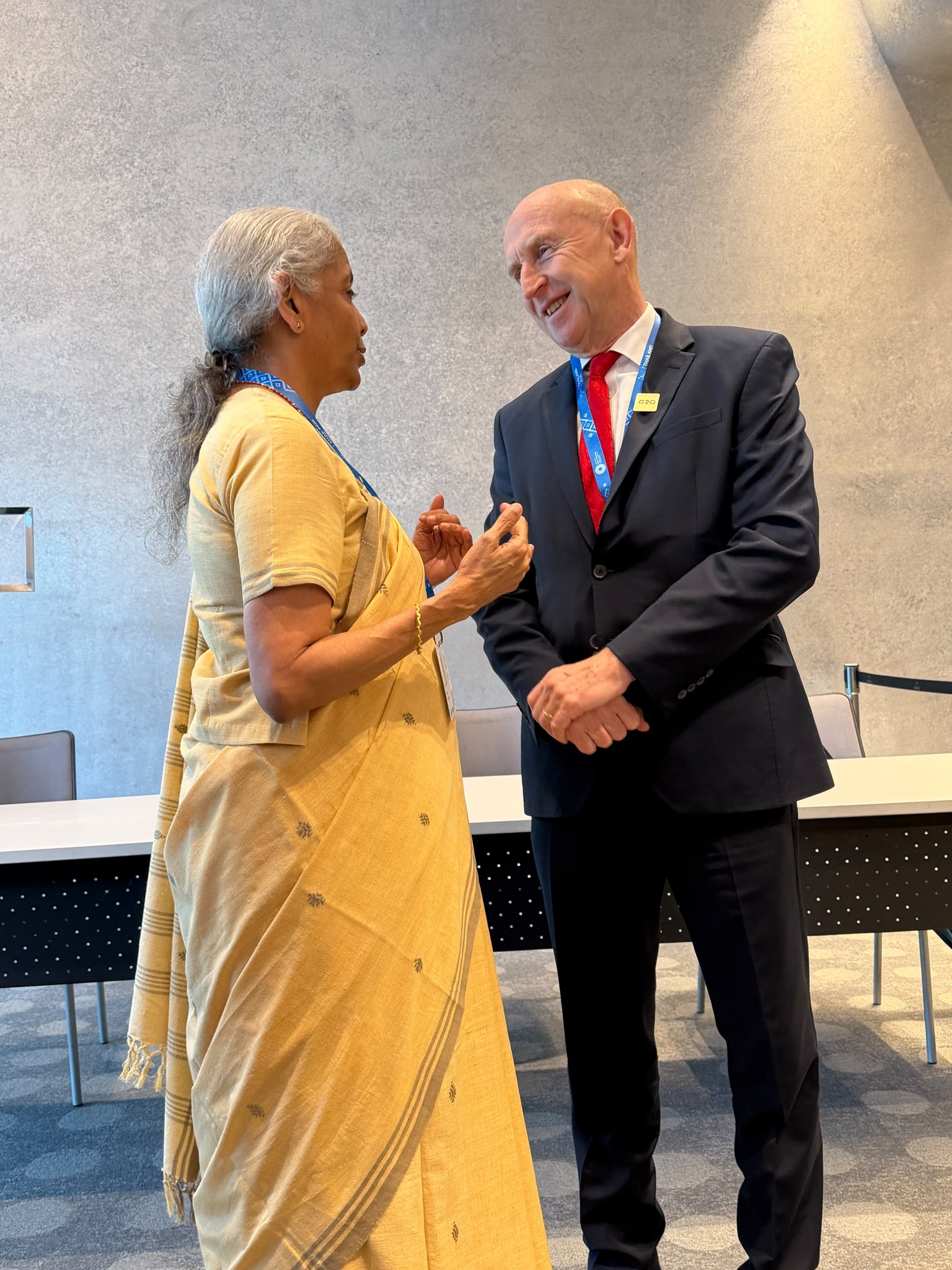 FM Nirmala Sitharaman meets UK Chancellor John Healey in Bangkok