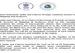India, Liberia Condemn Attacks on Shipping and Seafarers in Gulf, Black Sea India, Liberia Condemn Attacks on Shipping and Seafarers in Gulf, Black Sea