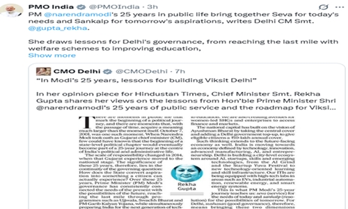 प्रधानमंत्री मोदी ने दिल्ली में सुशासन पर मुख्यमंत्री रेखा गुप्ता का लेख साझा किया