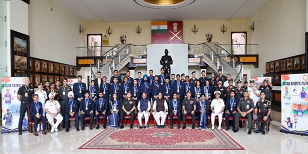 Defence Minister felicitates sportspersons from three services for winning 27 medals at Asian Games 2026